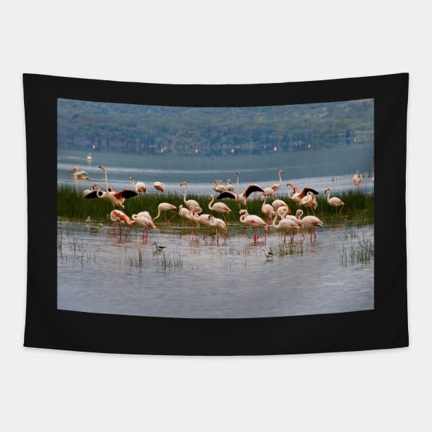 Flamingos at Lake Nakuru Kenya Tapestry by rolphenstien