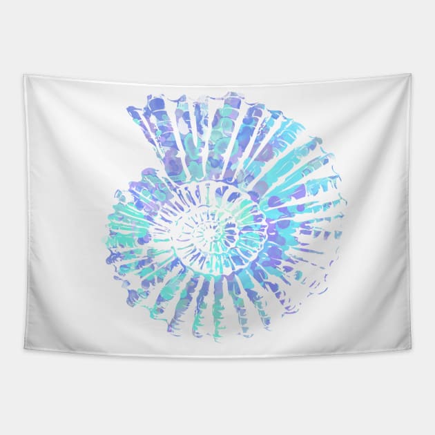 Nautilus Shell Design in Blue , Purple and Mint Paint Strokes Pattern Tapestry by PurposelyDesigned