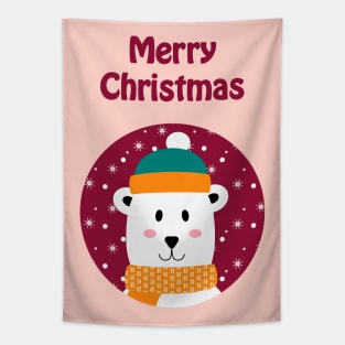 Polar bear wishes merry Christmas Tapestry