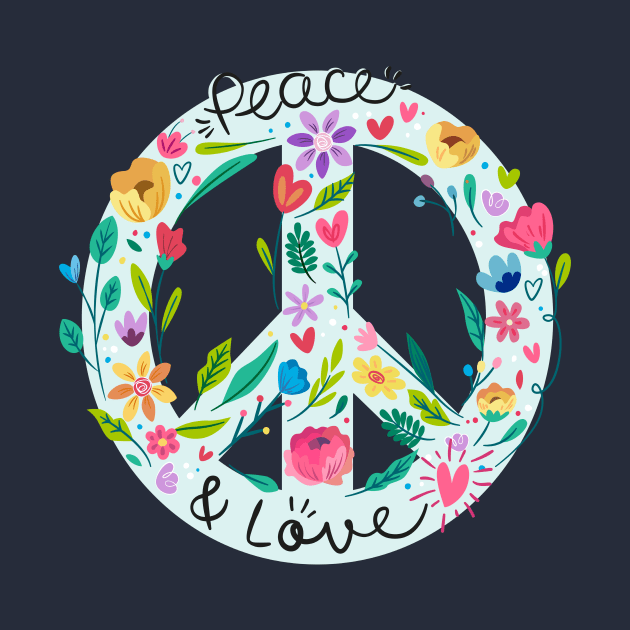 Peace And Love Symbol With Flower Power by LittleBunnySunshine