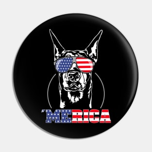 Proud Doberman Pinscher American Flag Merica Pin