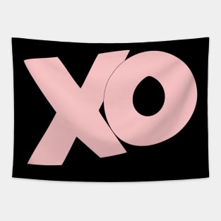 XO hugs and kisses cartoon text art in lite pink Tapestry