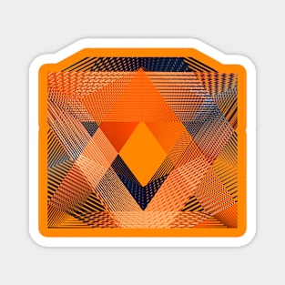 Geometric illusion abstract orange blue Magnet