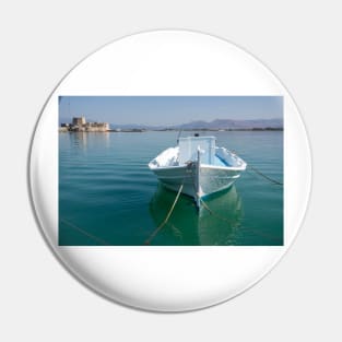 White boat. Pin