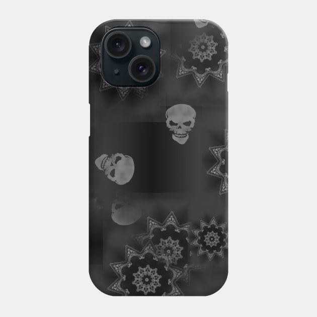 Grey Skull Mandala - Goth Fashion - emo, punk, halloween, hippie, boho, bohemian Phone Case by Wanderer Bat