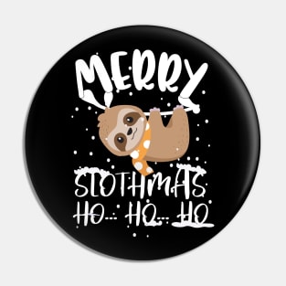 Merry Slothmas Ho Ho Ho Christmas Cute Sloth Pajamas Pin