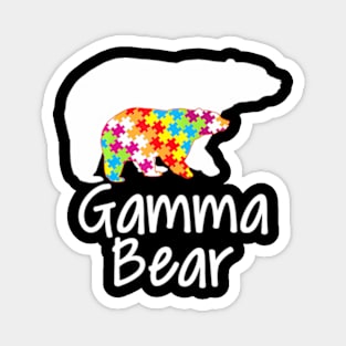 Gamma Autism Awareness Bear Rainbow Puzzle Ribbon Day Magnet