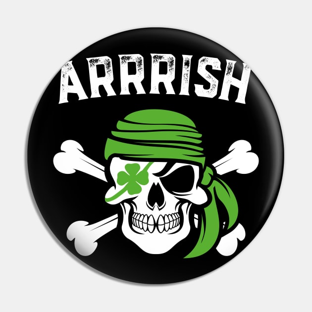 Arrish Irish Pirate Funny St Patricks Day Pin by trendingoriginals