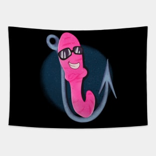 Cool Worm Fishing Hook Bait Angler Tapestry