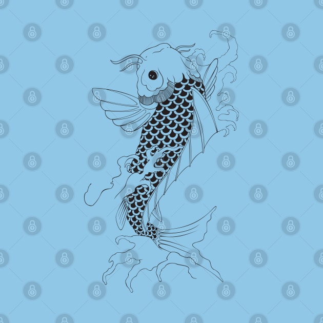 Koi Fish Swimming Up Stream Irezumi Tattoo Design by 5sizes2small