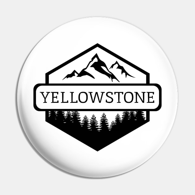 Yellowstone Montana Mountains and Trees Pin by B & R Prints