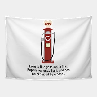 Retro Red Love Gas Pump with a Funny Love Quote Tapestry