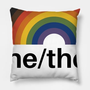 He/They Pronouns Rainbow Pillow