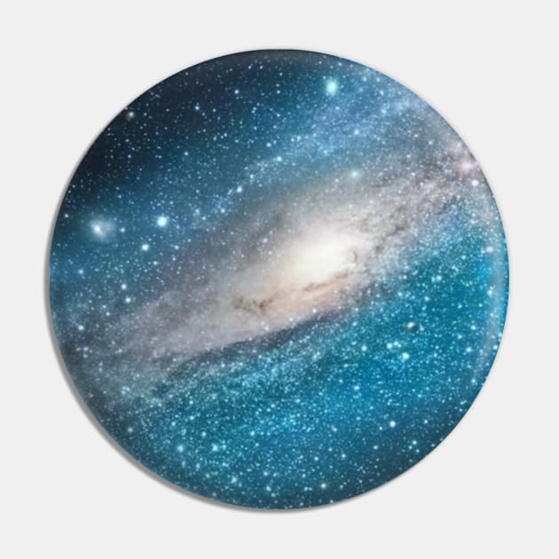 Teal Blue Galaxy Pin by Siha Arts