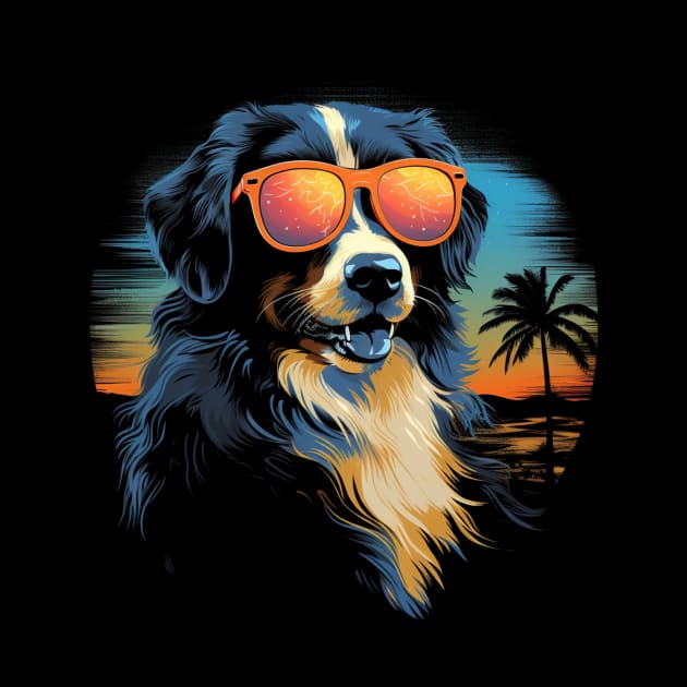 Retro Wave Australian Shepherd Dog Shirt by Miami Neon Designs