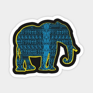 Blue Asian Elephant with Tribal pattern Magnet