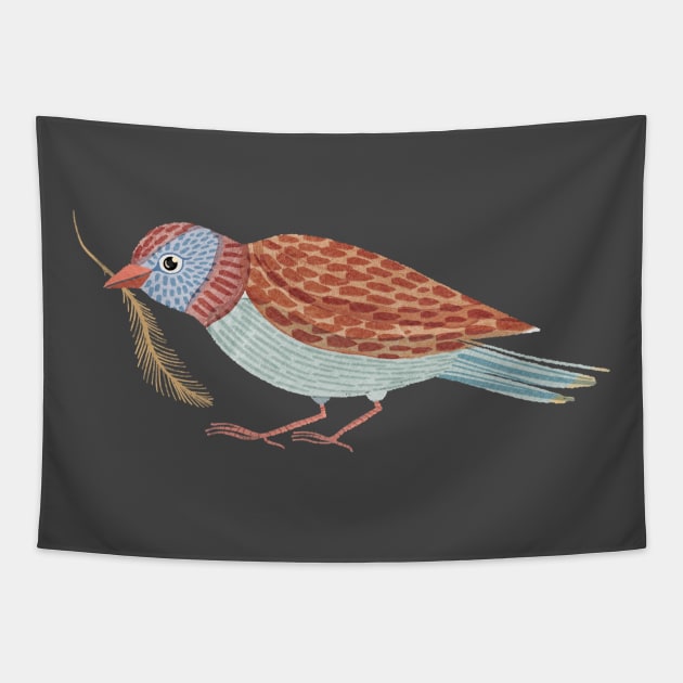 Bird with feather Tapestry by Rebelform