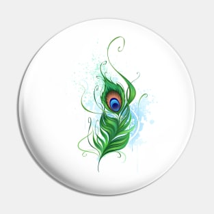 Green peacock feather Pin