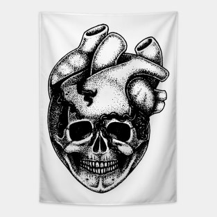 Smiling Heart Black Tapestry