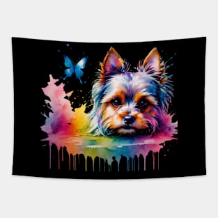 Yorkie Water Color T-shirt Tapestry