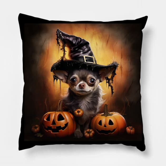 Happy Chihuahua Halloween Pillow by NatashaCuteShop