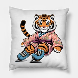 Ice skating Bengal tiger Pillow