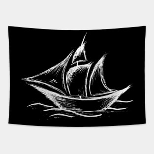 Hand drawn yacht Tapestry