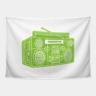 Boombox (White Lines + Yellow Green Drop Shadow) Analog / Music Tapestry