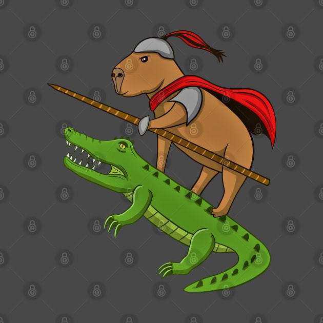 Cute Capybara Knight with Crocodile by micho2591