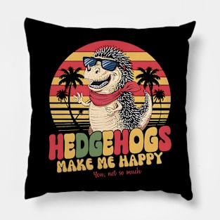 Amusing hedgehog design in retro vintage sunset style Pillow