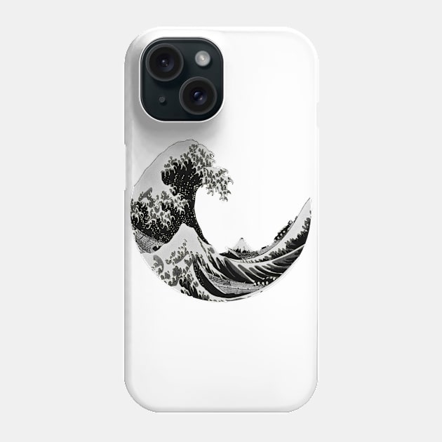 Monochrome Retro Vintage Distressed The Great Wave off Kanagawa Phone Case by DazzlingApparel