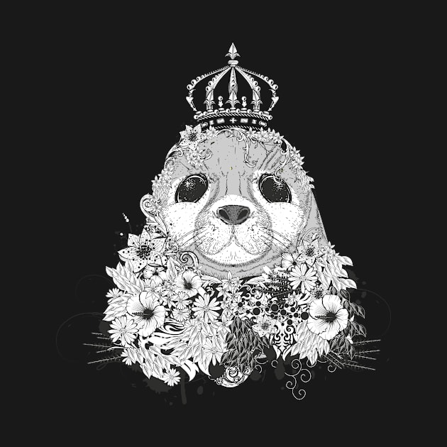 small seal with a floral crown by Kisho