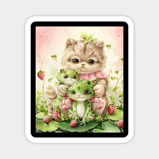 Cat Strawberry Lullaby Magnet