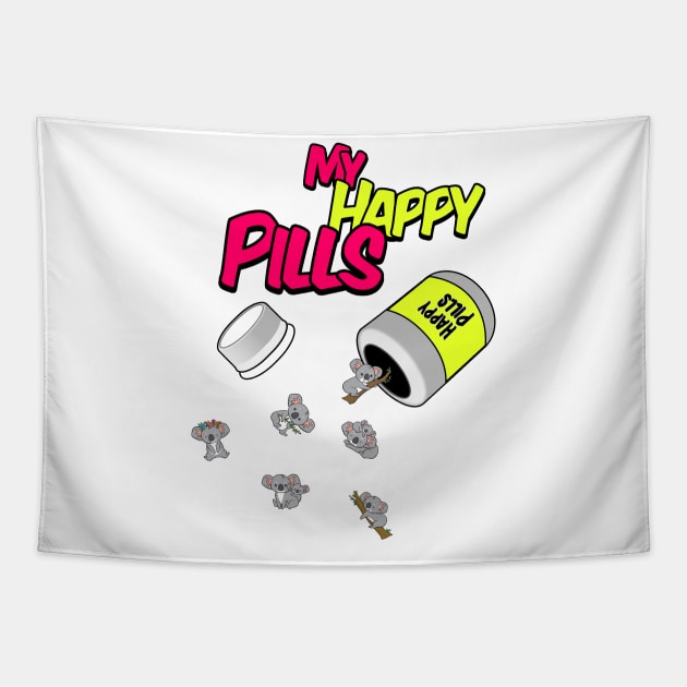 Happy Pills Koala - My happy pills, koalas Tapestry by theanimaldude