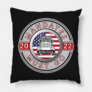 TRUCKER CONVOY 2022 USA - TRUCKERS FOR FREEDOM - GRAY ROUND WHITE LETTERS Pillow