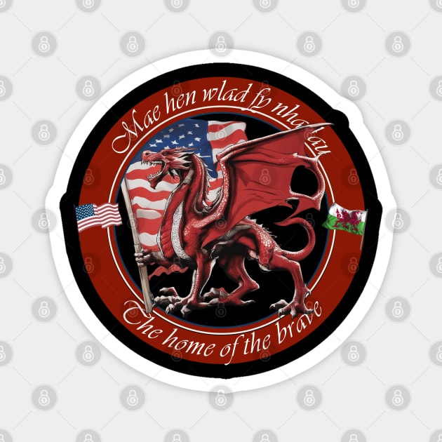 Wales USA Cymru America Magnet by Teessential