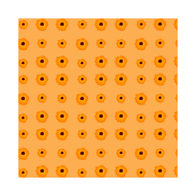 Illustrated orange kalanchoe blossoms pattern on yellow by A_using_colors