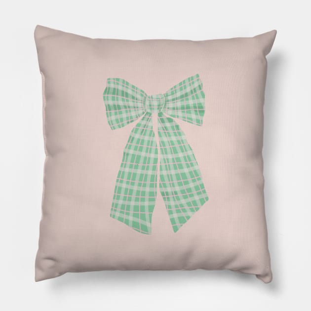 Green Gingham Romantic Coquette Bow Pillow by LittleForest