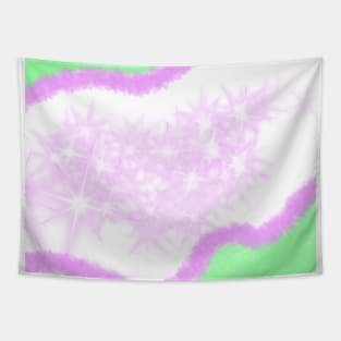 Green pink watercolor glitter sparkle art Tapestry