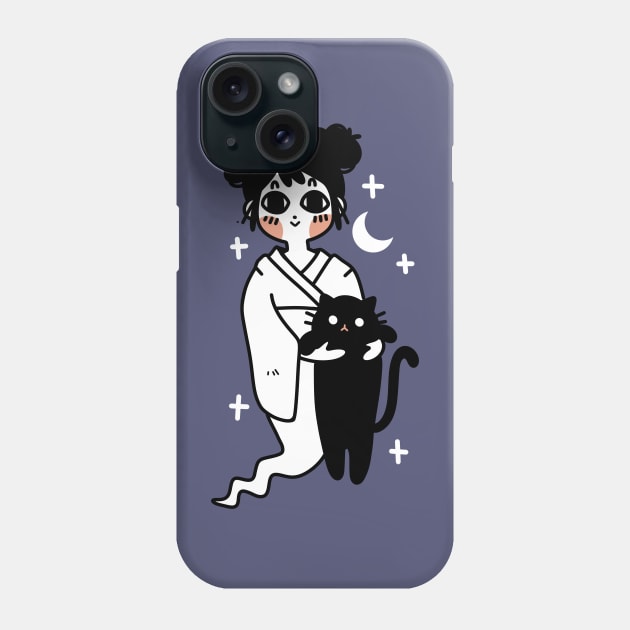 Kawaii Design “Ghost Girl with Cat“ | Cute Handmade Illustration | Cat Lover Gift | By Atelier Serakara Phone Case by Atelier Serakara