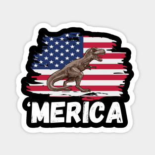 Vintage American flag T-Rex Dinosaur 4th Of July Independence Day Patriotic Party Magnet