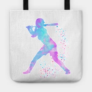 Baseball Girl Batter Watercolor Silhouette Tote