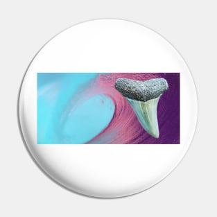 Pink Wave Shark Tooth Fossil  Surf Print Pin