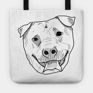 Staffy b&w linework Tote