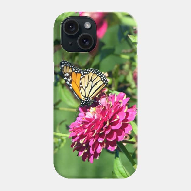 Monarch Butterfly on Zinnia Phone Case by csturman