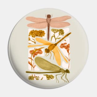 Dusky Earth Tone Dragonfly Abstract Pin