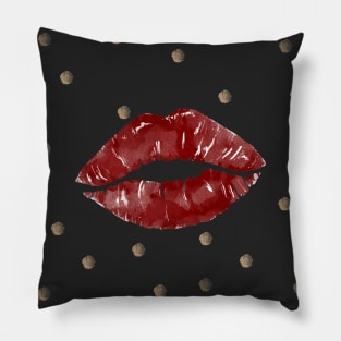 Red and Black Lipstick Stain Pattern Pillow