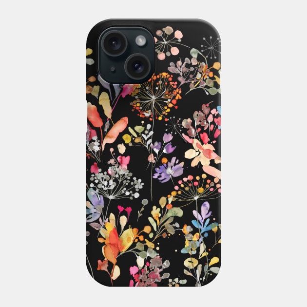 Flowers Wild Grasses Plants Black Phone Case by ninoladesign