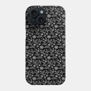 black and white plants pattern Phone Case