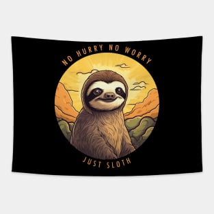 Funny Quote No Hurry No Worry Just Sloth Tapestry